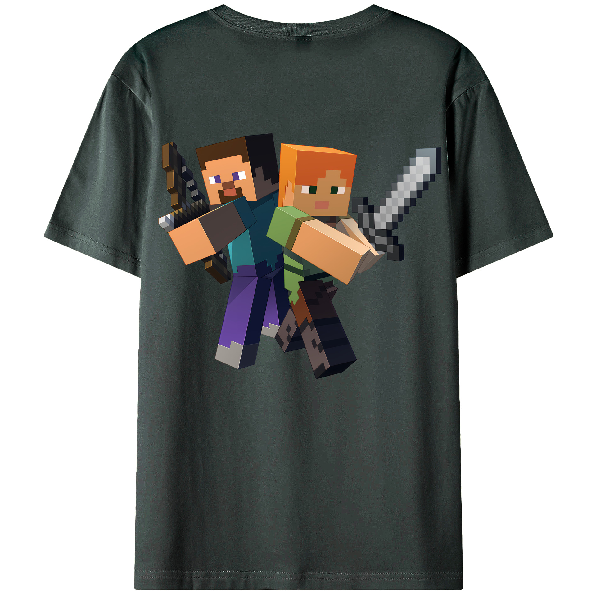 （画像用） マインクラフト ブロックの世界 Minecraft MC Block world 綿100％ メンズ半袖Tシャツ（バックプリント） 通気性